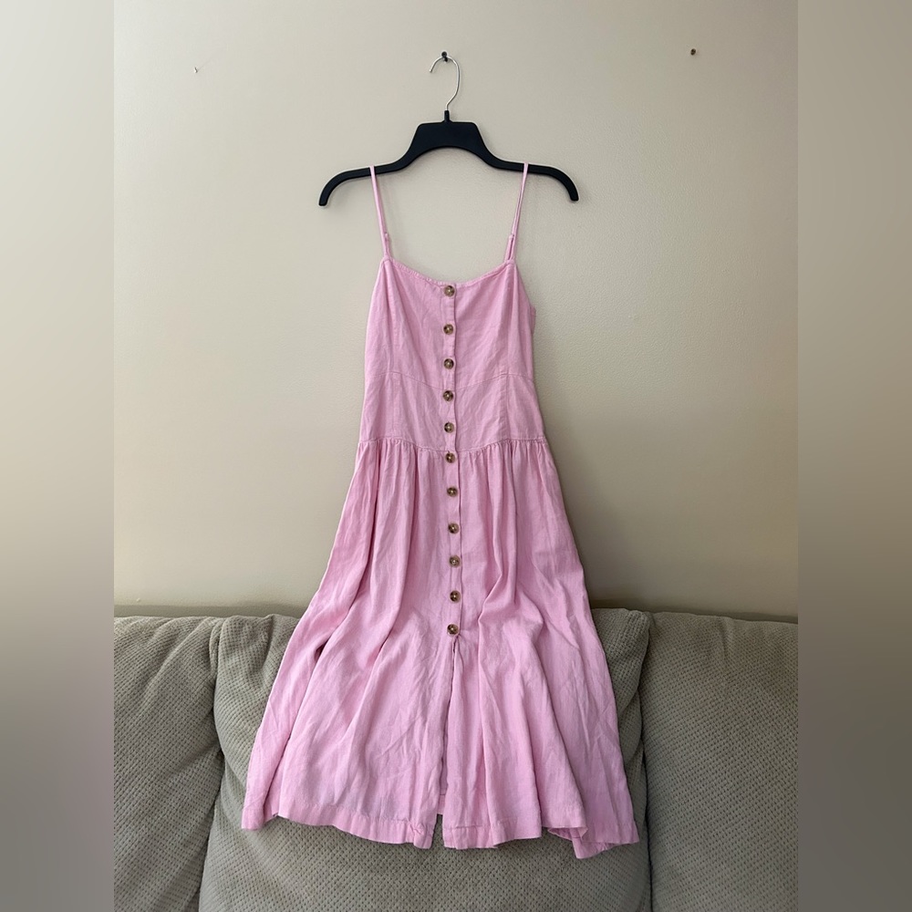 Urban Outfitters Pink Midi Linen Dress